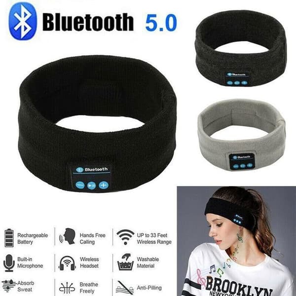Sömnhörlurar - Bluetooth-huvudband - Svart - med ultratunna högtalare för sidosovlar, sova, löpning, resor, yoga, i