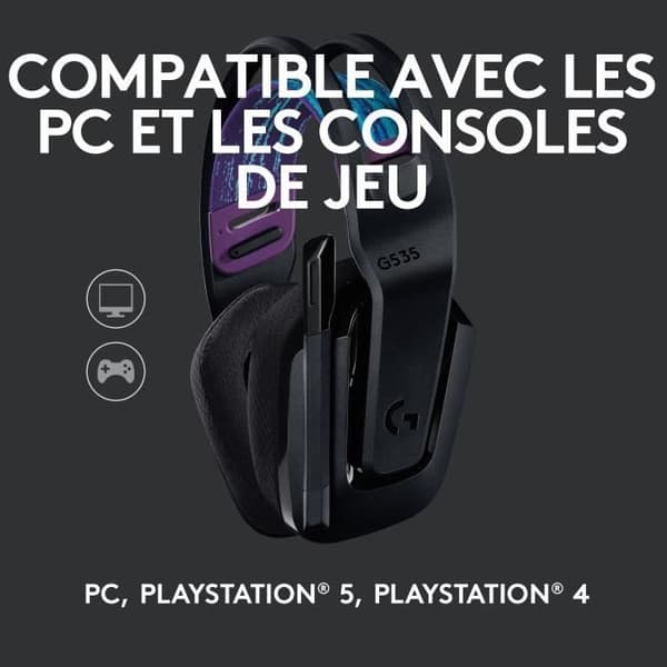 Spelheadset - Trådlöst - Logitech G - G535 Lightspeed - Svart