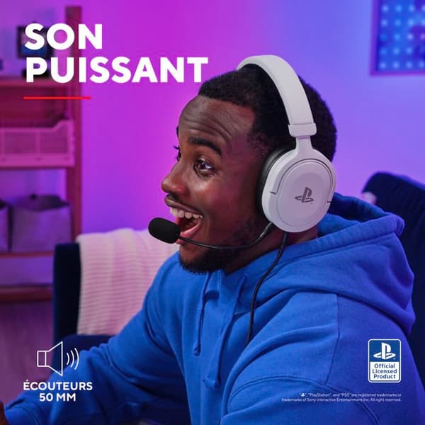 Trust Gaming GXT 498W Forta Durable PS5/PS4-headset, officiellt licensierad Playstation 5, trådbundet spelheadset med mikrofon, vit
