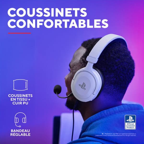 Trust Gaming GXT 498W Forta Durable PS5/PS4-headset, officiellt licensierad Playstation 5, trådbundet spelheadset med mikrofon, vit