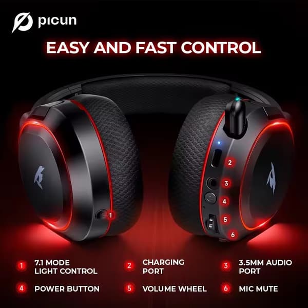 Gaming hörlurar med mic Picun G2 - Trådlösa upp till 75h