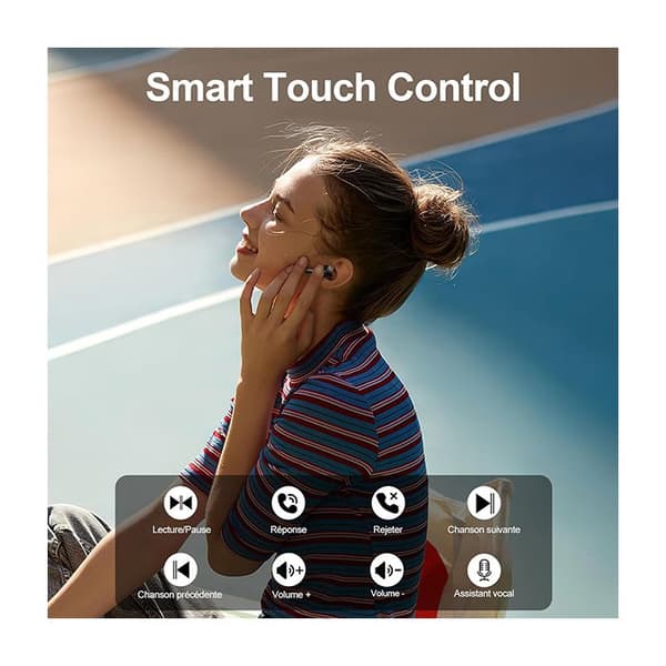 Blackview Hörlurar Bluetooth trådlösa, 30h batteritid, IPX7 vattentåliga, Touchkontroll - Svart
