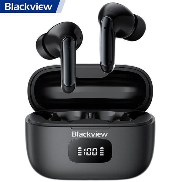 Blackview Hörlurar Bluetooth trådlösa, 30h batteritid, IPX7 vattentåliga, Touchkontroll - Svart