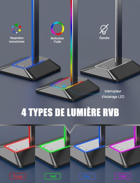 Support för Gamingheadset - Z8 - RGB - 2 USB-C och USB-portar - Universell - Halkskyddande