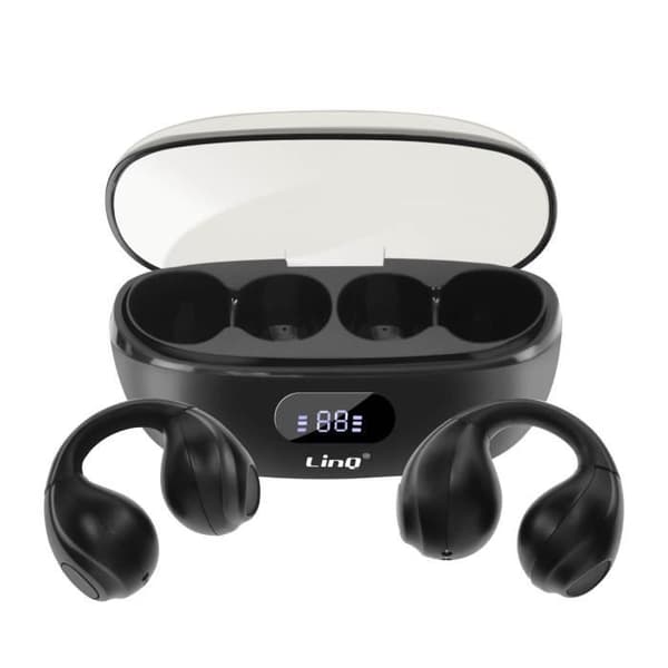 Bluetooth-hörlurar Air Conduction Trådlös Design Clip On Micro LinQ Svart