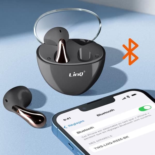 Bluetooth-hörlurar - LINQ - Water Drop Design - In-ear - 5H batteritid - Svart
