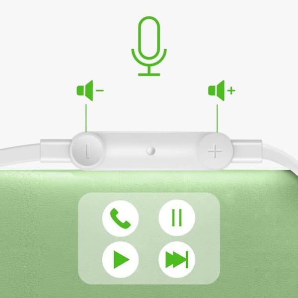 USB C Hörlurar Mikrofonknappar Hands-Free Kit Silikon Platt 1,2 m Belkin Vit