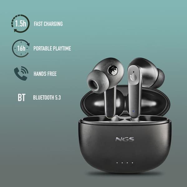 Trådlösa hörlurar - NGS - ARTICA HUSH - Bluetooth 5.3 - ANC - Batteritid 16h - Svart