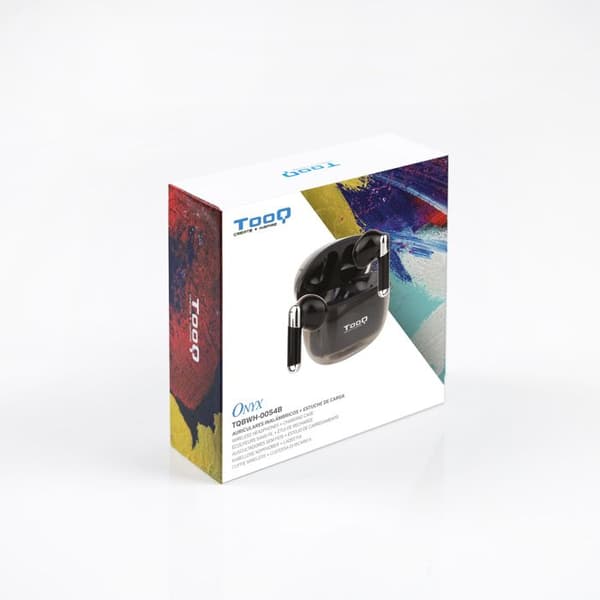 TOOQ TQBWH-0054B Trådlösa hörlurar - Onyx med Bluetooth-mikrofon och laddningsfodral - Svart