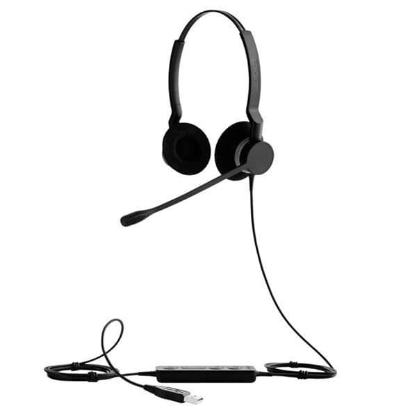 Jabra BIZ 2300 USB UC Duo headset - Svart - Teleskoparm - Stereo - On-ear
