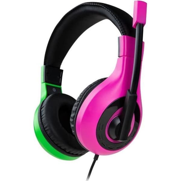 Nintendo Switch Headset V1 Rosa + Grön - 40 mm hörlurar, vridbar mikrofon, bekväma