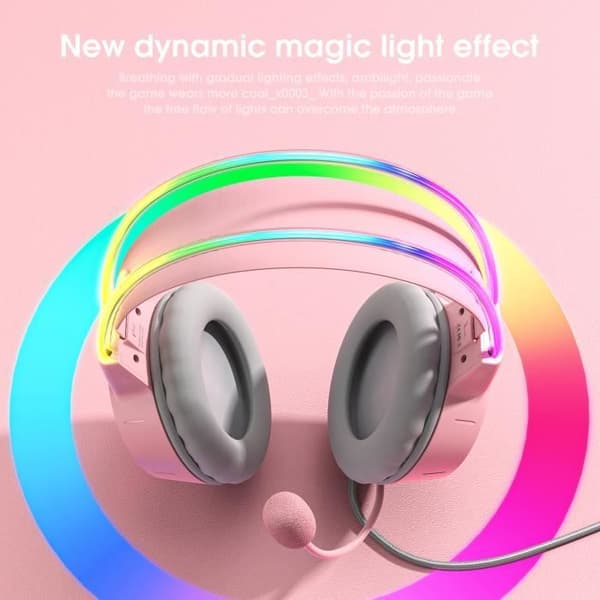 ONIKUMA X15 Pro RGB Light Gaming Headset med Mic för PC Xbox PS4 - Rosa