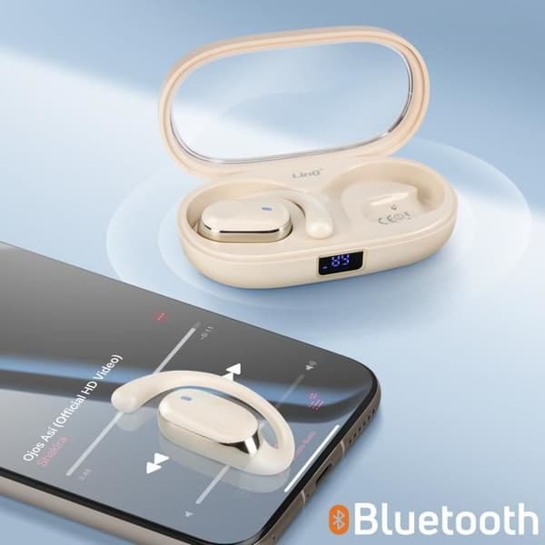 Trådlösa hörlurar - LINQ - Öppen modell - Bluetooth 5.3 - Svettsäker - LED-skärm