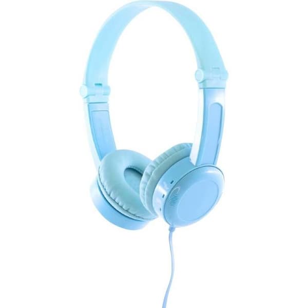 Säkra trådbundna hörlurar för barn Buddyphones TRAVEL Blue