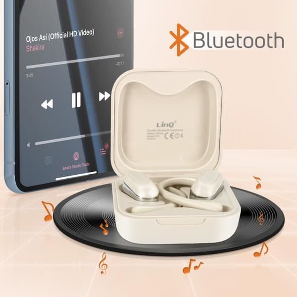 Bluetooth-hörlurar - LINQ - Öppen Design - Batteritid 6h - Touchkontroll - Inkluderad fodral