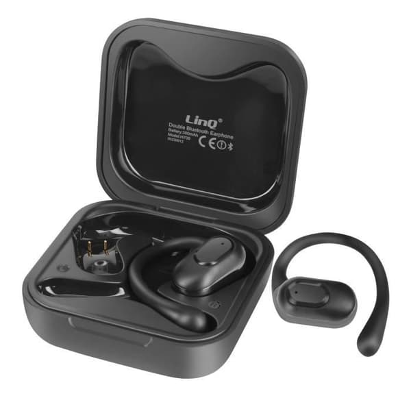 Bluetooth-hörlurar Öppen design Touch Control med fodral ingår LinQ Black