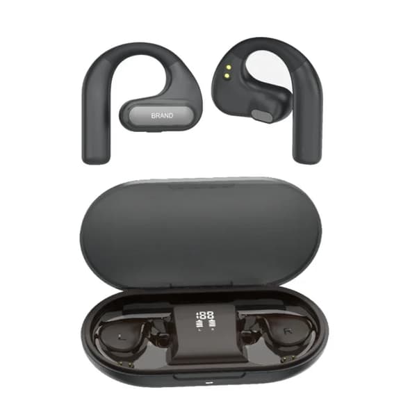 Bluetooth 5.3 Öronkrokshörlurar, Högkvalitativt Ljud, Aktiv brusreducering,Röd
