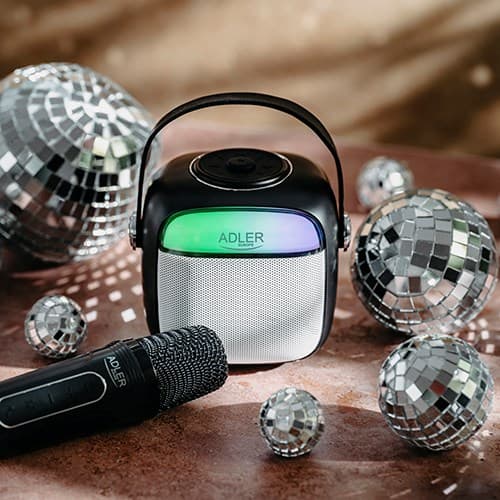 Adler AD 1199 svart karaokehögtalare med mikrofon - SD/USB/AUX/Bluetooth