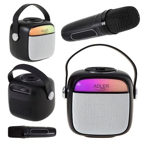 Adler AD 1199 svart karaokehögtalare med mikrofon - SD/USB/AUX/Bluetooth