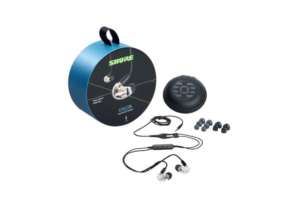 Shure AONIC 215 - in-ear-kuulokkeet, joissa on yksi kaikuanturi ja 3,5 mm:n kaapeli (läpinäkyvä)