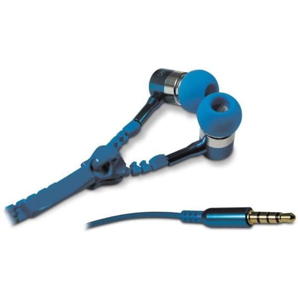 In-ear hörlurar med mikrofon och anti-knut dragkedja - METRONIC - 471002 - Blå
