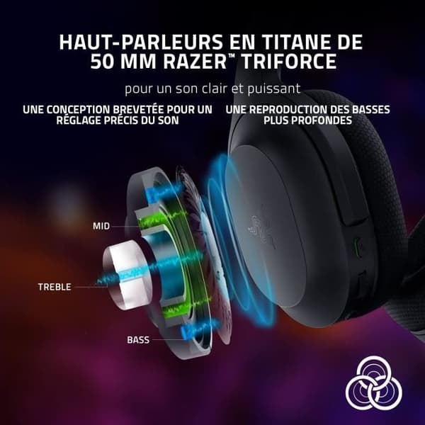 Razer BARRACUDA PC-headset Trådlöst spelheadset för flera plattformar för PC och mobila enheter