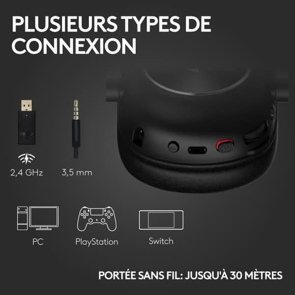 Gaming headset - Trådlös - Logitech G - Pro X 2 - Med mikrofon - Svart