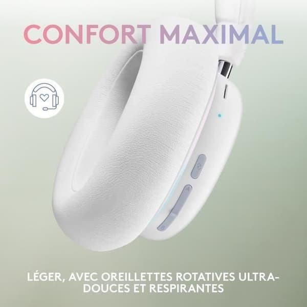 Spelheadset - Trådlöst - Logitech G - G735 Lightspeed - RGB - Avtagbar mikrofon - Vit