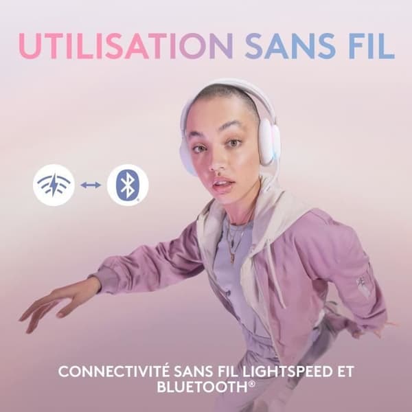 Spelheadset - Trådlöst - Logitech G - G735 Lightspeed - RGB - Avtagbar mikrofon - Vit