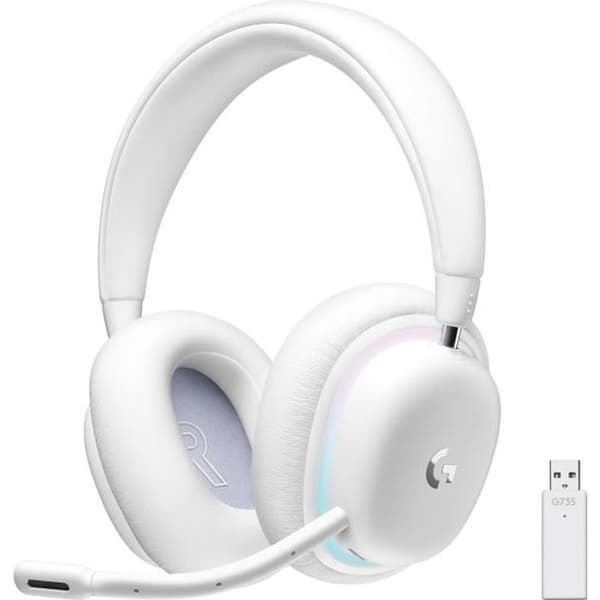 Spelheadset - Trådlöst - Logitech G - G735 Lightspeed - RGB - Avtagbar mikrofon - Vit