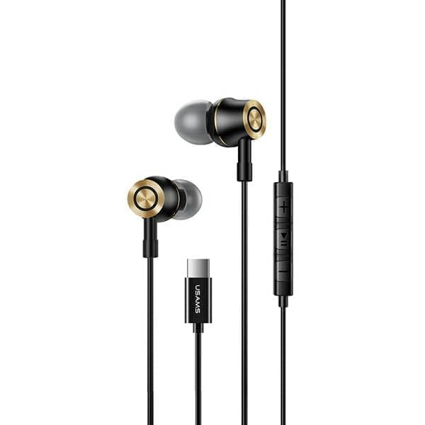 USAMS EP-43 metalliset stereokuulokkeet USB-C musta/musta HSEP4301