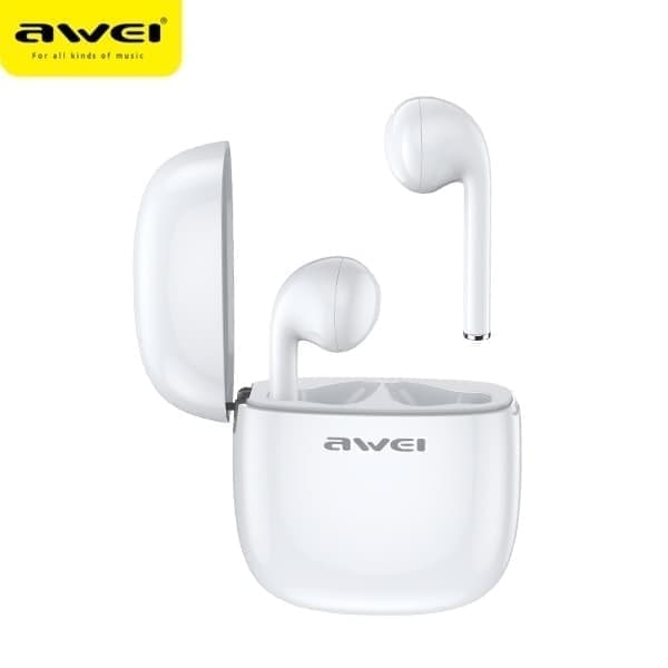 AWEI Bluetooth 5.0 T28 TWS kuulokkeet + telakointiasema valkoinen/valkoinen