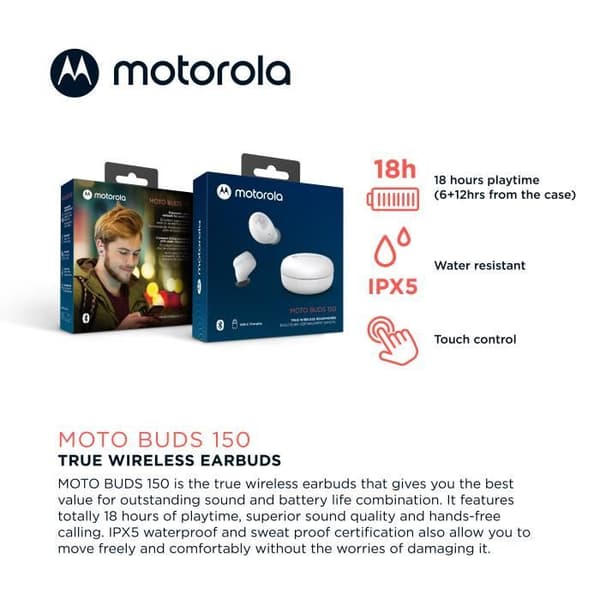 MOTO BUDS 150 Hörlurar Vita