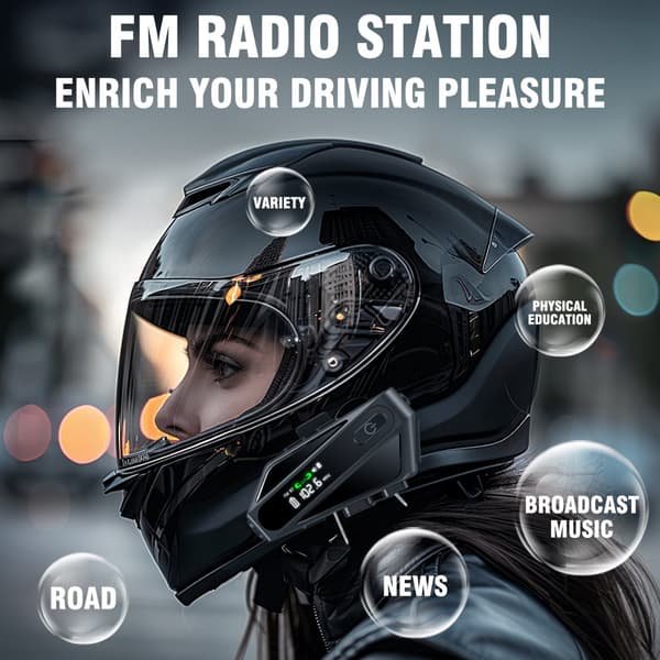 INF Motorsykkelhjelm Bluetooth Headset - Svart C6 Dual-Mic