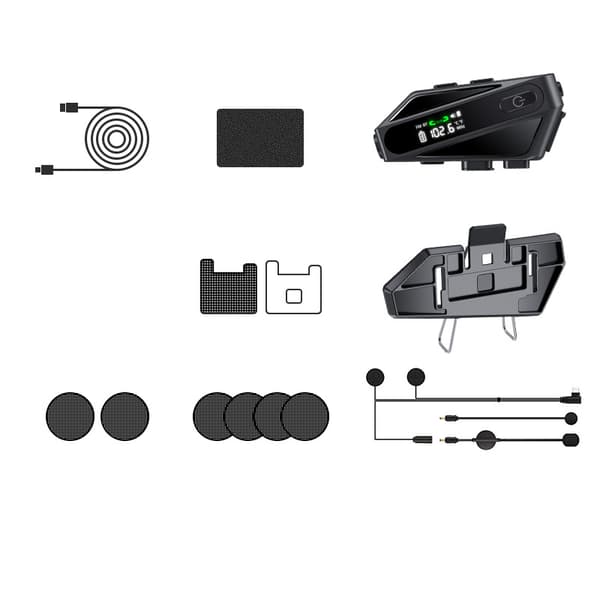 INF Motorsykkelhjelm Bluetooth Headset - Svart C6 Dual-Mic