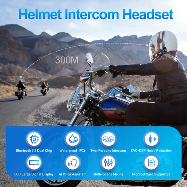 INF Bluetooth hjelm headset med mikrofon (sort) Hard Mic