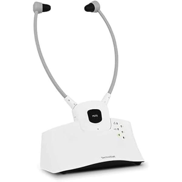 TechniSat STEREOMAN ISI 3 trådlösa stereohörlurar för TV och musiksystem med dockningsstation, vit