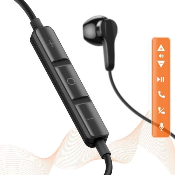 Magnetiska USB C hörlurar med mikrofon och LinQ kontrollknappar Svarta