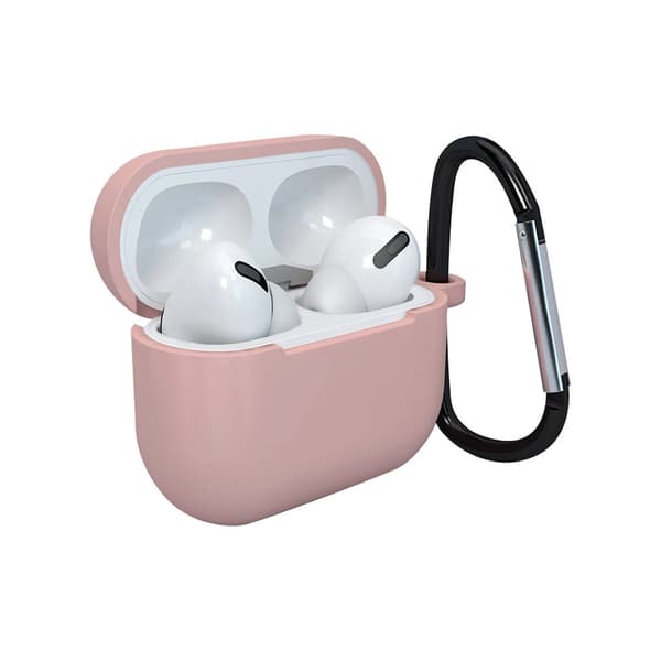 Silikonisuojus karabiinilla AirPods 3:lle - vaaleanpunainen