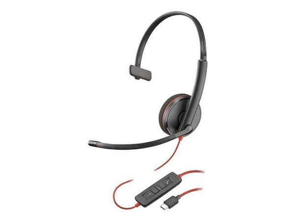 HP Poly Blackwire 3210 Monaural USB-C Headset - Kontor/Call Center - Pannband - Aktiv brusreducering