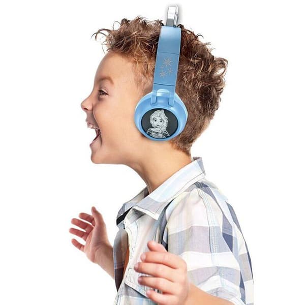 Vikbart Bluetooth och trådbundna ljusheadset med en design av ett diadem från Frozen universum med begränsning av