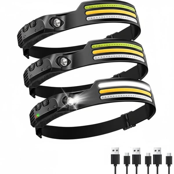 3st Huvudlampa uppladdningsbar, 1000 lumen 230° bred stråle superljus pannlampa