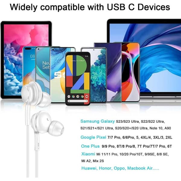 Kabelforbundne USB-C hovedtelefoner med mikrofon sort
