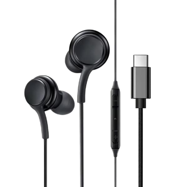 Kablede USB-C-hodetelefoner med mikrofon svart