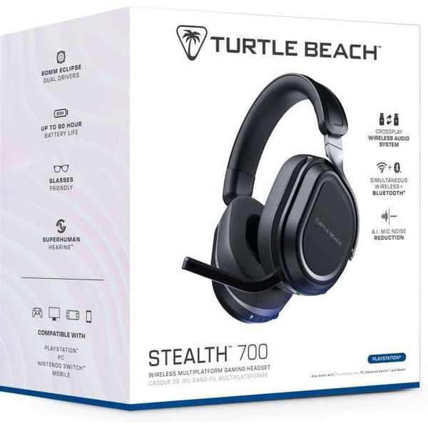 Trådlöst spelheadset - Turtle Beach Stealth™ 700P (Gen3) - Svart - PS5, PS4, PC, mobil, 60 mm, Bluetooth, 80h