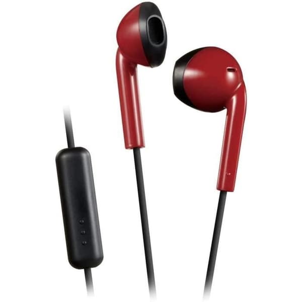 JVC HA-F19M-RB-E röd svart In-ear hörlur, mikrofon och fjärrkontroll, Anti-svett