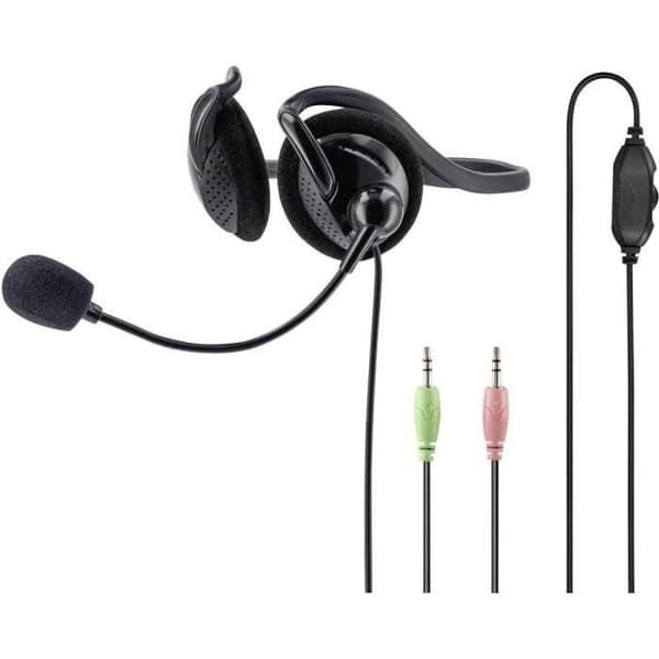 Micro-headset PC - HAMA - NHS-P100 - Kabel - Stereo - Supra-aural svart
