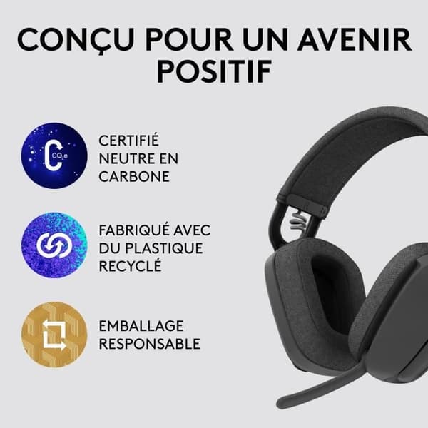 Logitech Zone Vibe 100 PC Headset Lättvikts trådlöst headset med brusreducerande mikrofon - grafit