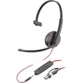 Miniatyrbild 1 av 3: HP Poly Blackwire 3215 Monaural USB-C-headset +3,5 mm kontakt +USB-C/A-adapter