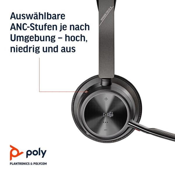 Trådlös headset - HP - Voyager Focus 2 UC MC - Bluetooth/USB - Inbyggd mikrofon - Bulleravstängning